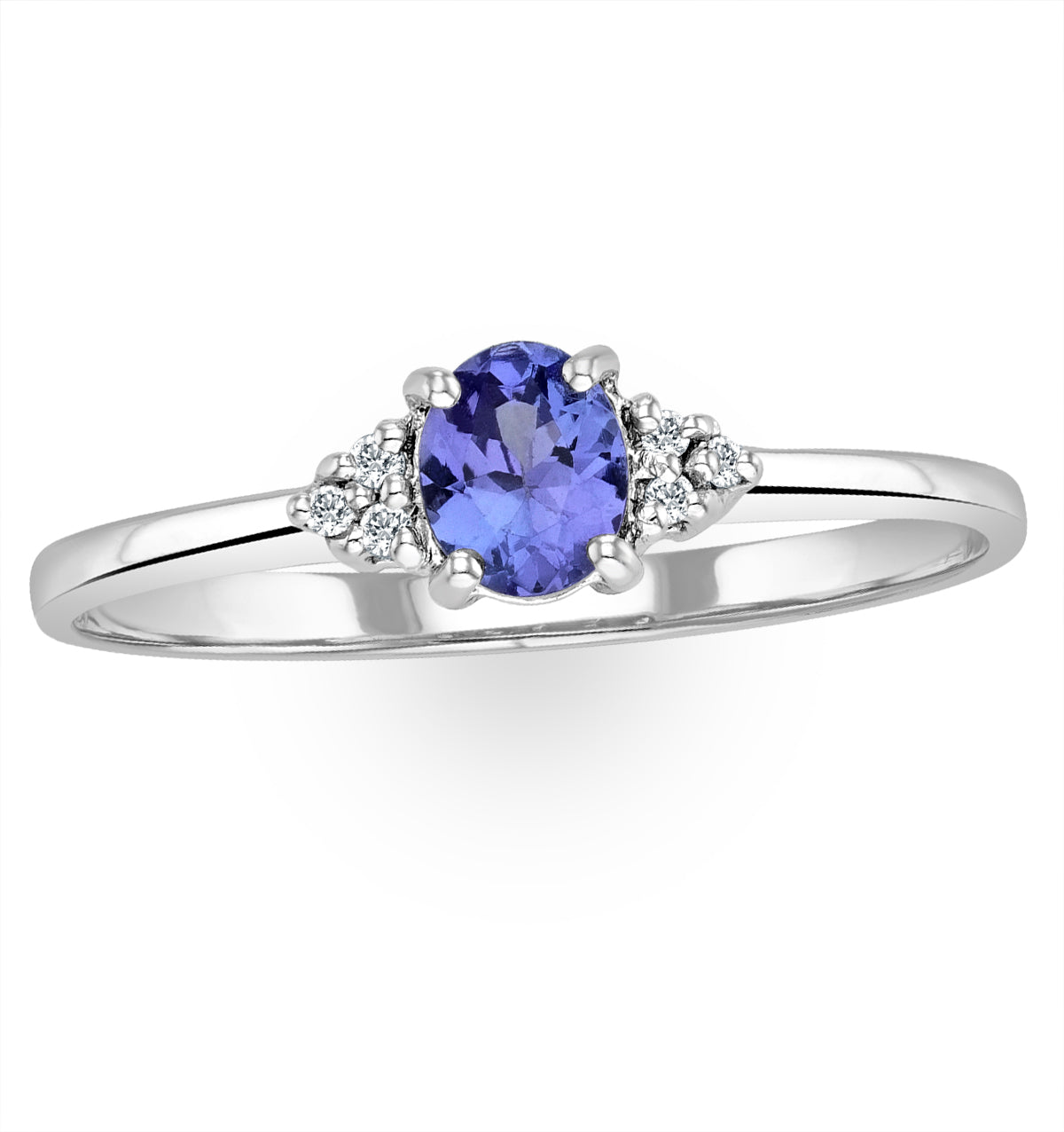 Tanzanite 0.35ct And Diamond 18K White Gold Ring