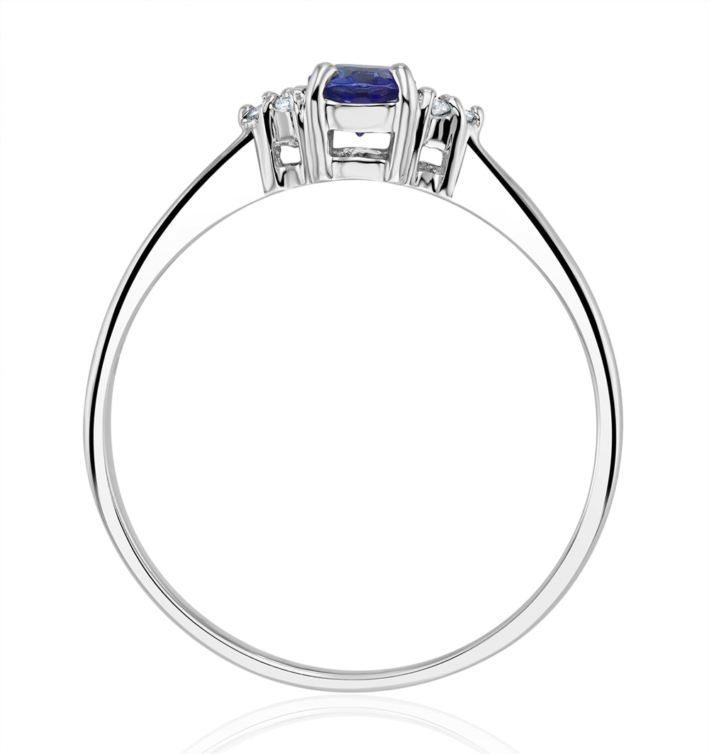 Tanzanite 0.35ct And Diamond 18K White Gold Ring