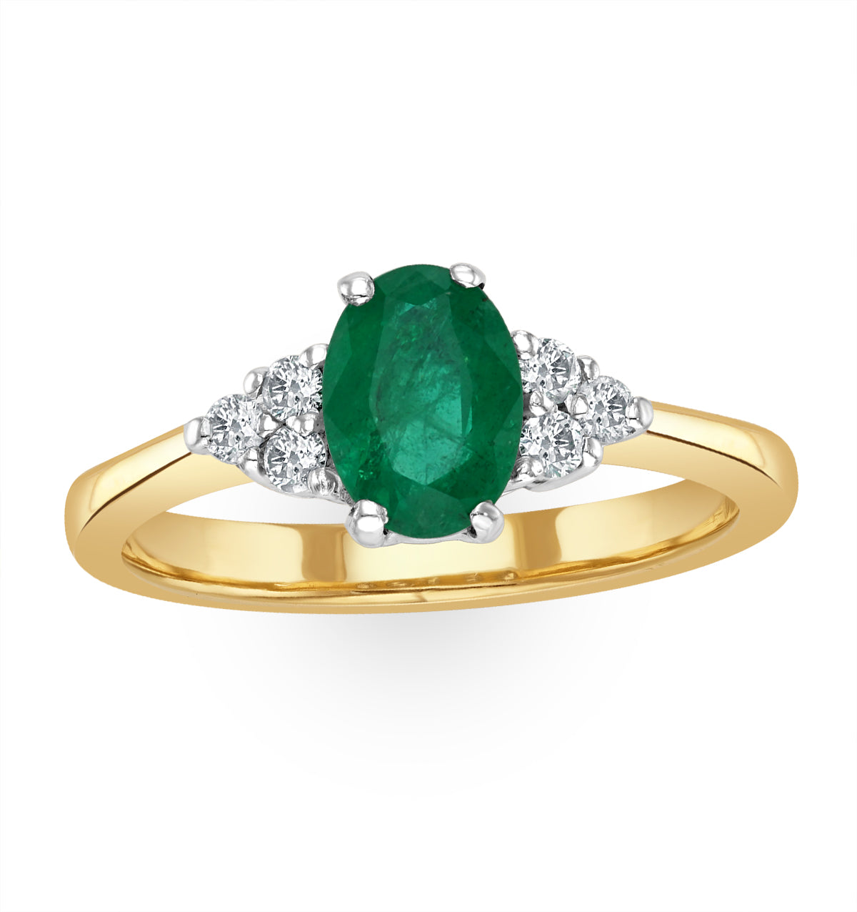 Emerald 0.75ct And Diamond 18K Gold Ring N4300