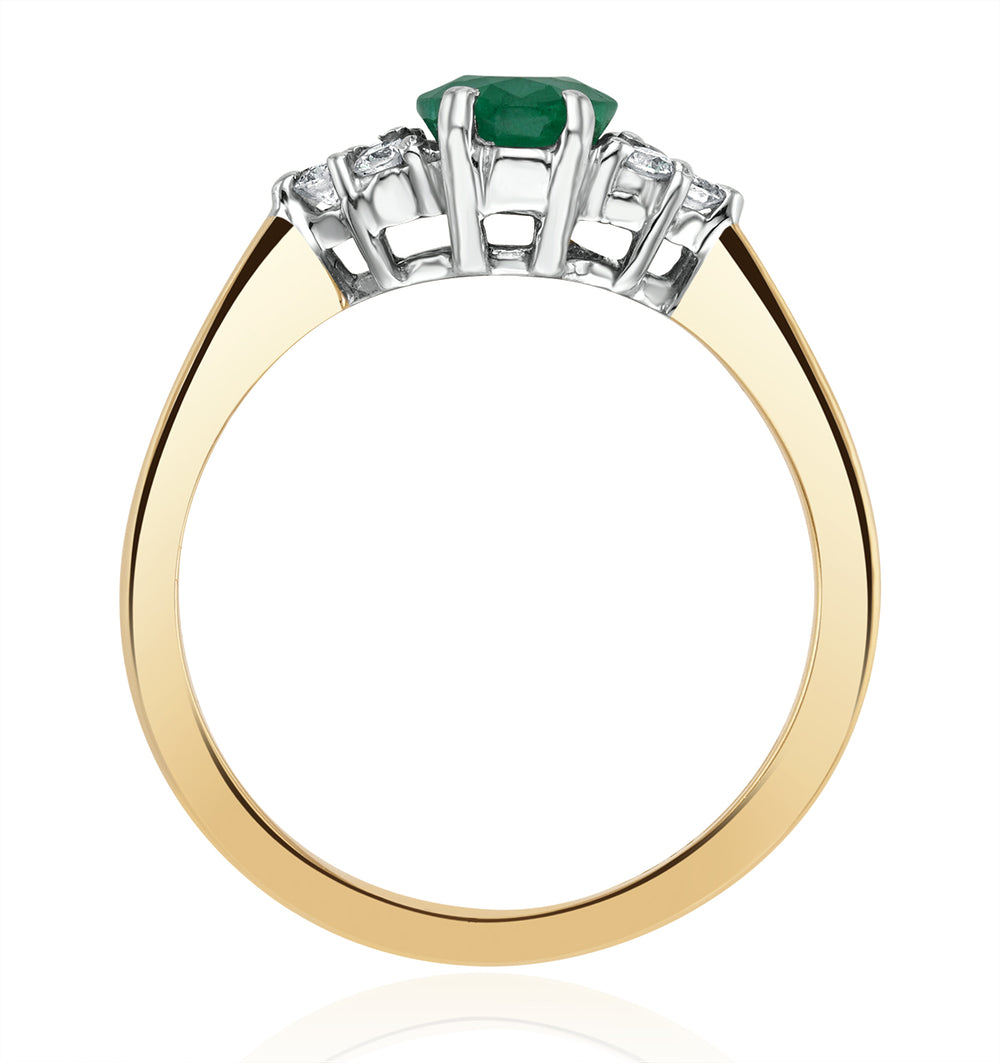 Emerald 0.75ct And Diamond 18K Gold Ring N4300