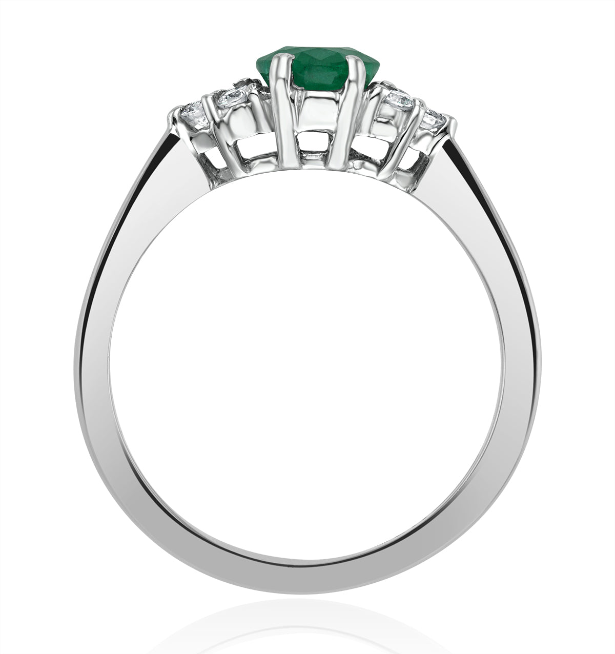 Emerald 0.75ct And Diamond 18K White Gold Ring