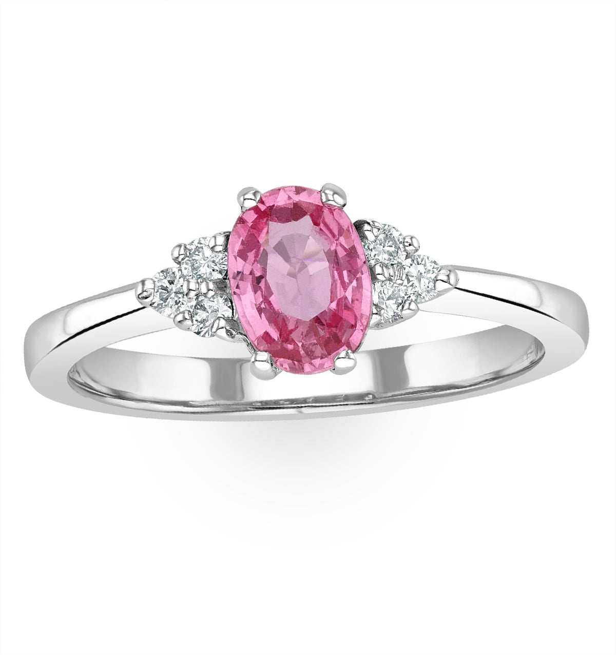18K White Gold 0.85ct Pink Sapphire and 0.12ct Diamond Ring
