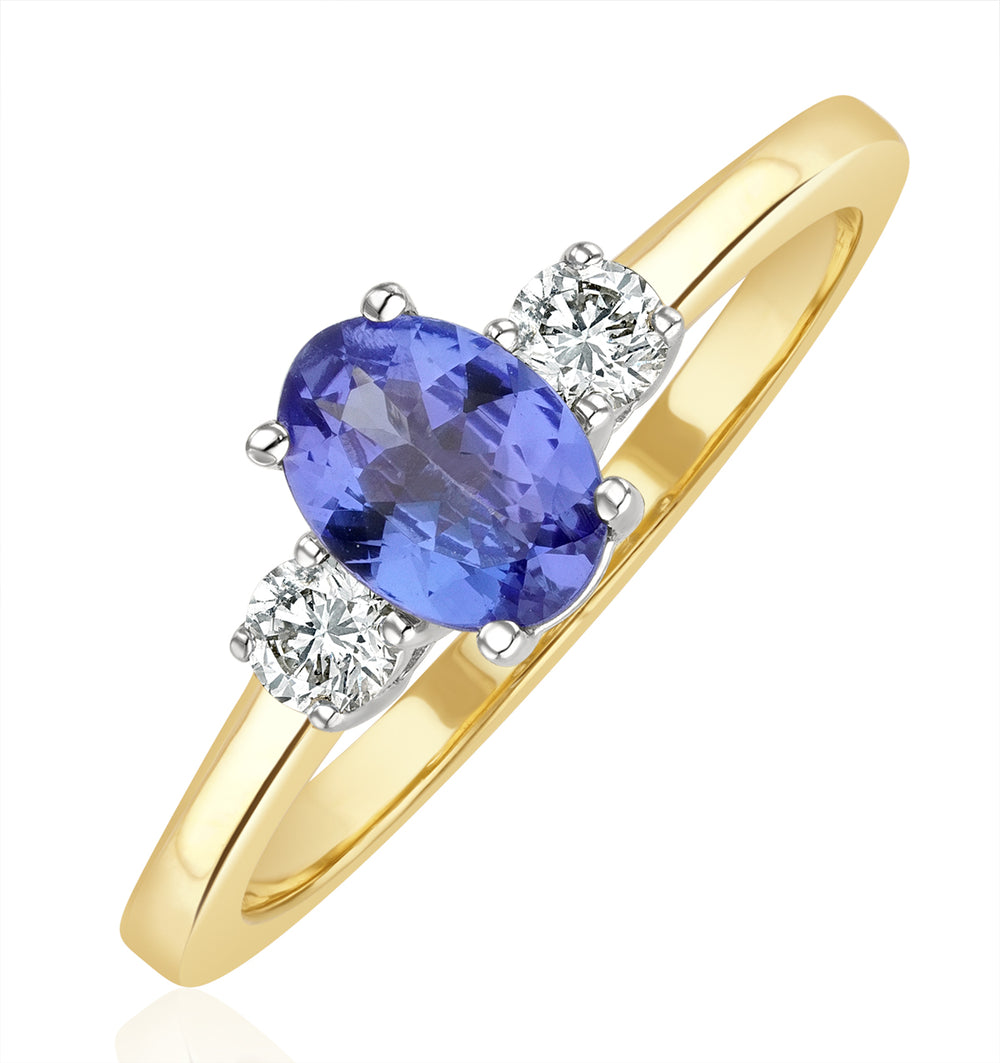 Tanzanite 7 x 5mm And Diamond 18K Gold Ring N4317