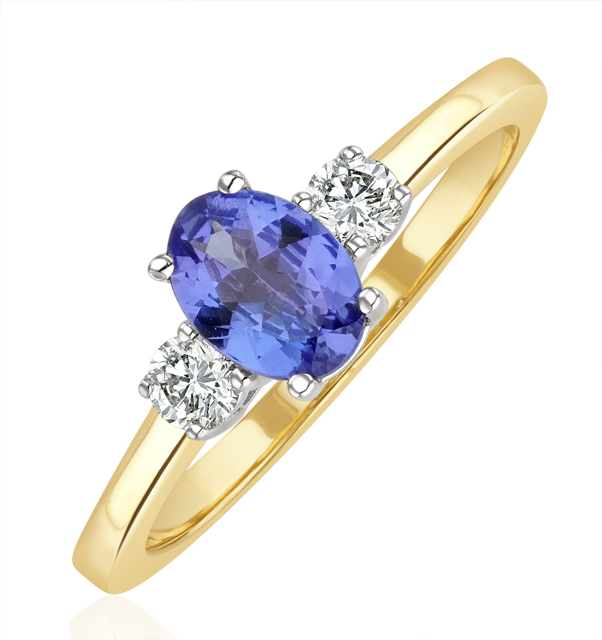 Tanzanite 7 x 5mm And Diamond 18K Gold Ring N4317