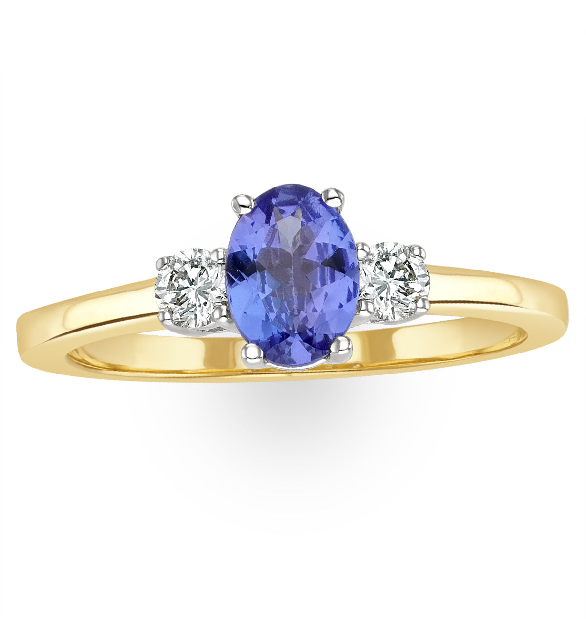 Tanzanite 7 x 5mm And Diamond 18K Gold Ring N4317