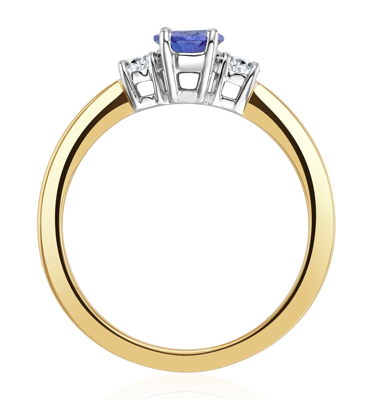 Tanzanite 7 x 5mm And Diamond 18K Gold Ring N4317