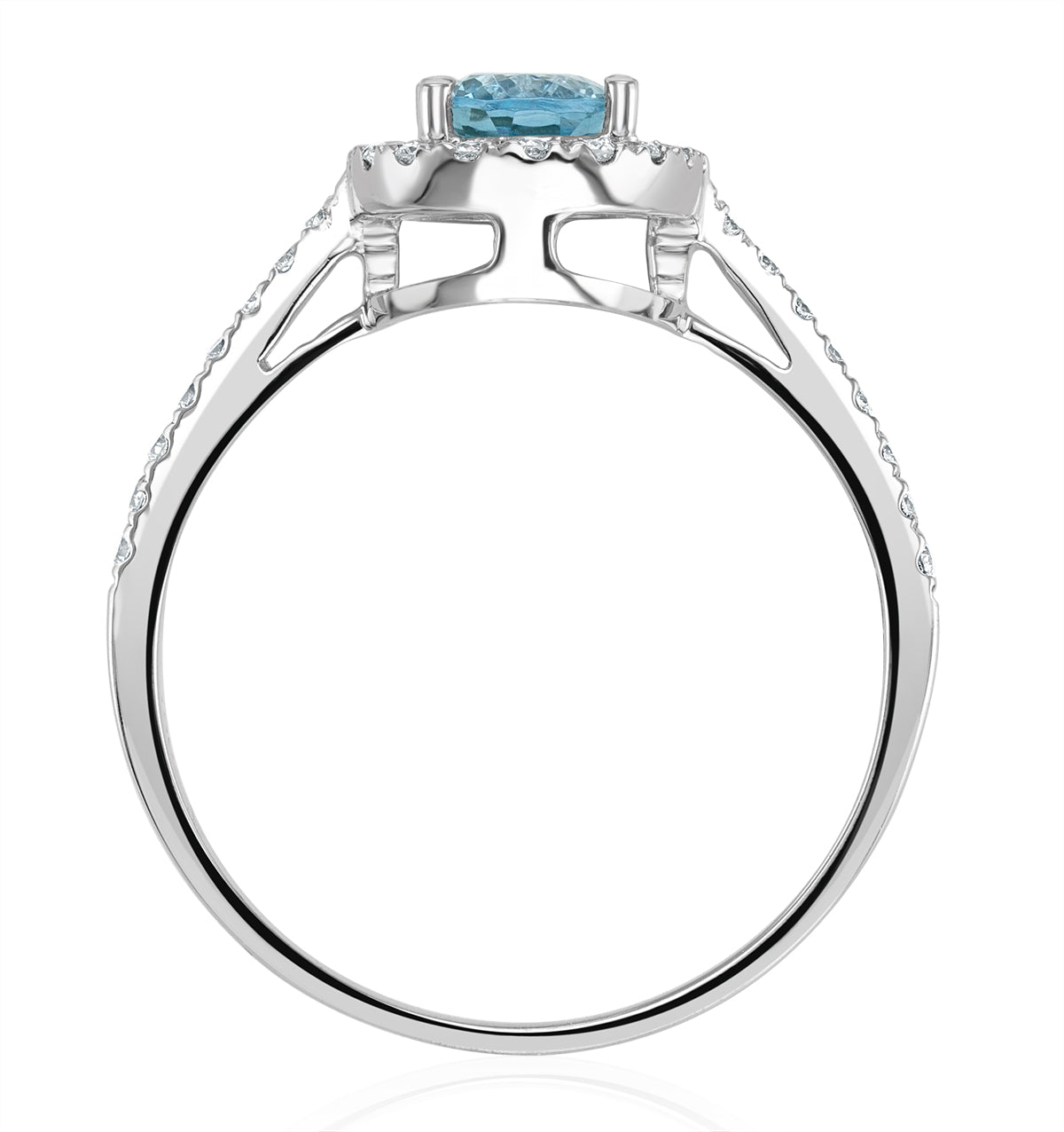 Aquamarine 0.70CT And Diamond 18K White Gold Ring