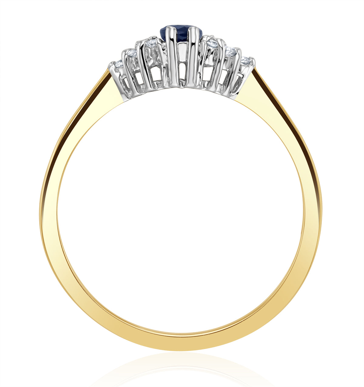 Sapphire 5 x 3mm And Diamond 9K Gold Ring A3227