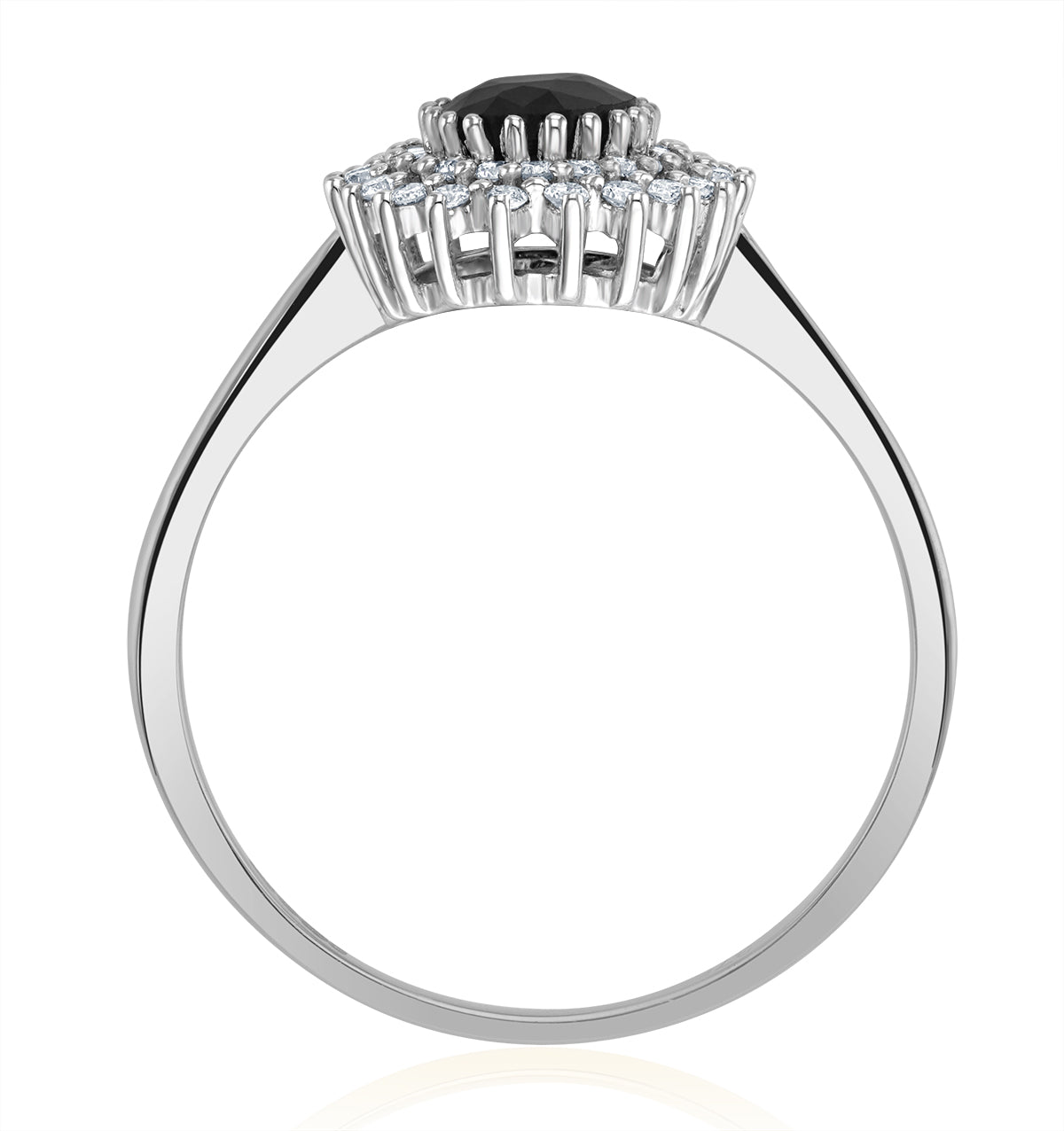Sapphire 7 x 5mm And Diamond 9K White Gold Ring