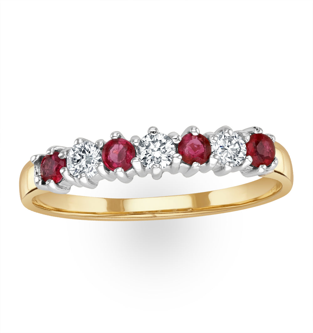 Ruby 0.30ct And Diamond 9K Gold Ring