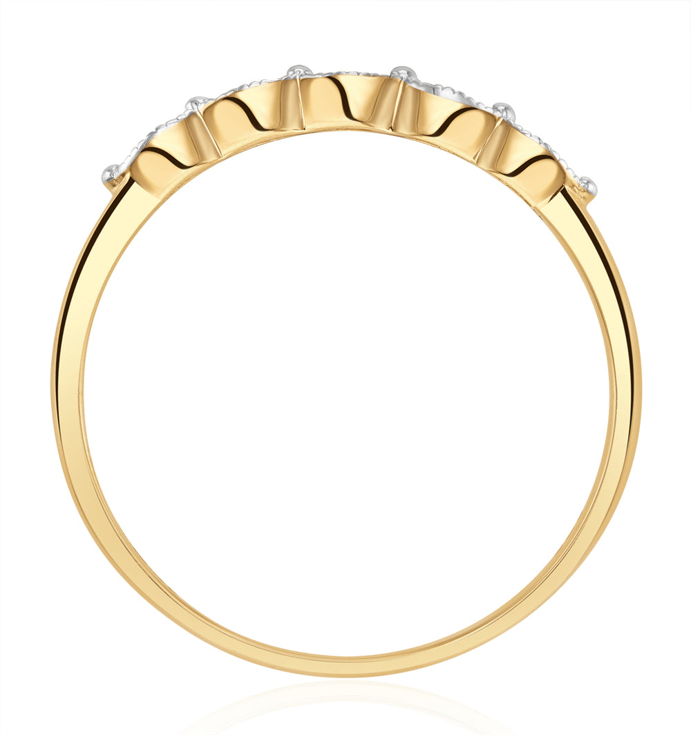 Half Eternity Ring 0.02CT Diamond 9K Yellow Gold