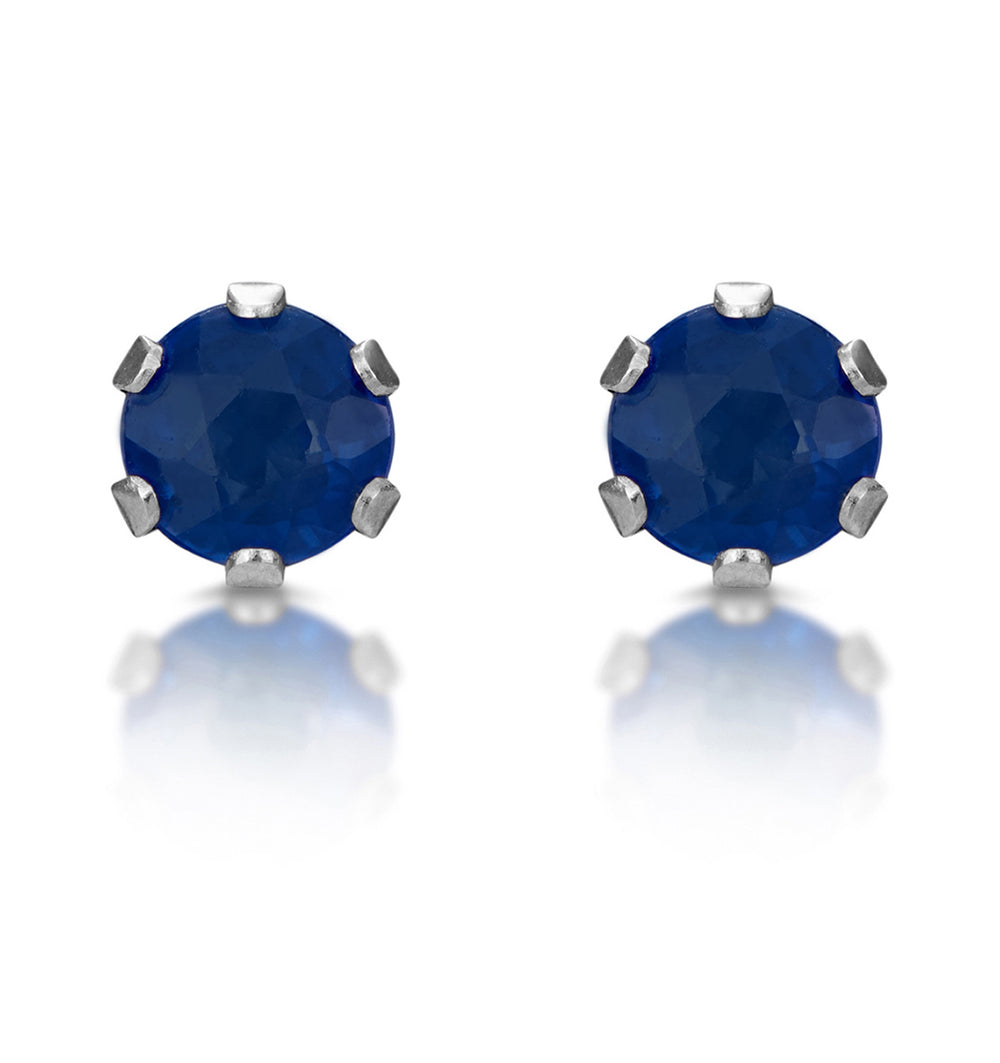 Sapphire 3mm 9K White Gold Studs Earrings