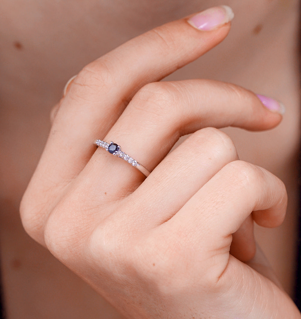 Black Diamond and Lab Diamond Engagement Ring 0.25ct in 9K White Gold