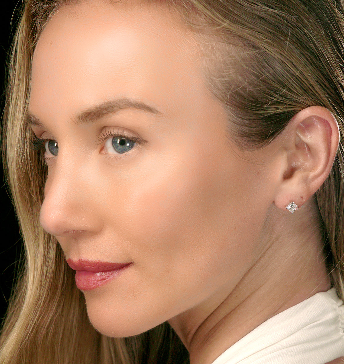Princess Cut 1ct Lab Diamond Stud Earrings in 9K White Gold
