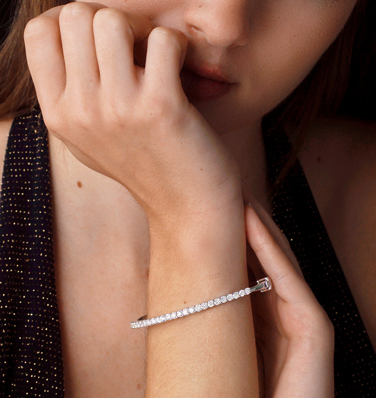 2.5ct Lab Diamond Eternity Bangle H/Si Quality Set in 9K White Gold