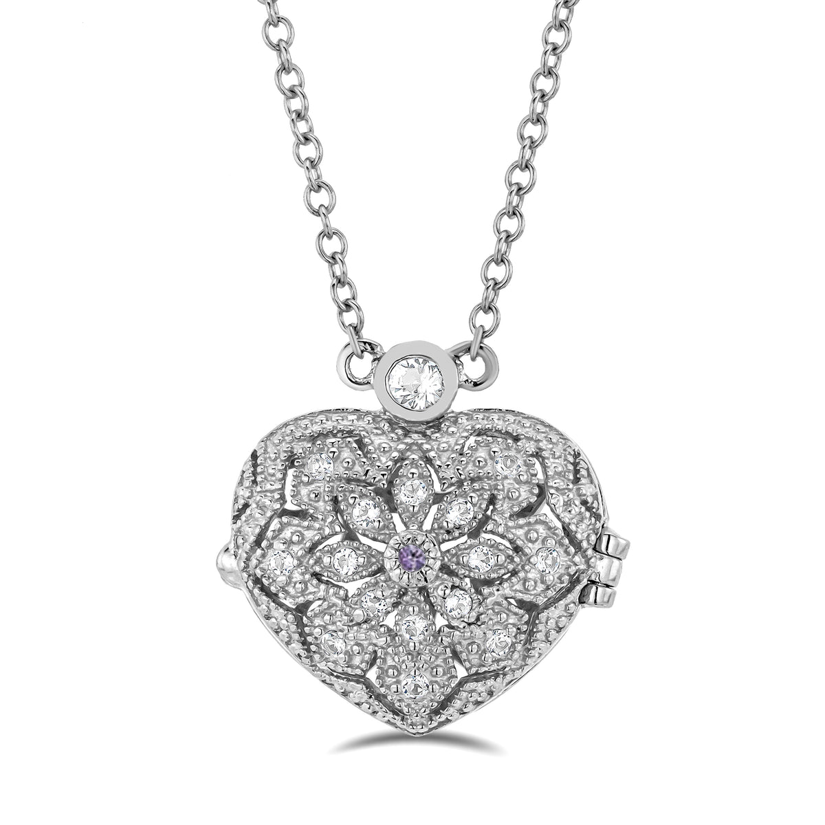 Amethyst February Birthstone Vintage Locket Necklace Topaz
