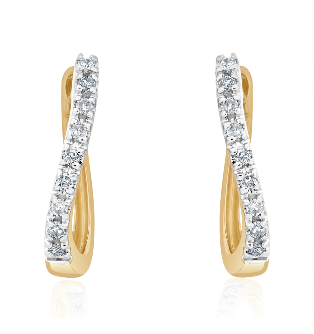 Hoops Earrings 0.11ct Diamond 9K Gold