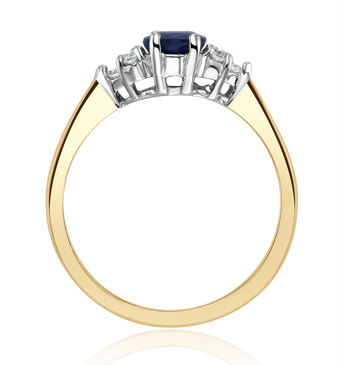 Sapphire 7 x 5mm And Diamond 18K Gold Ring