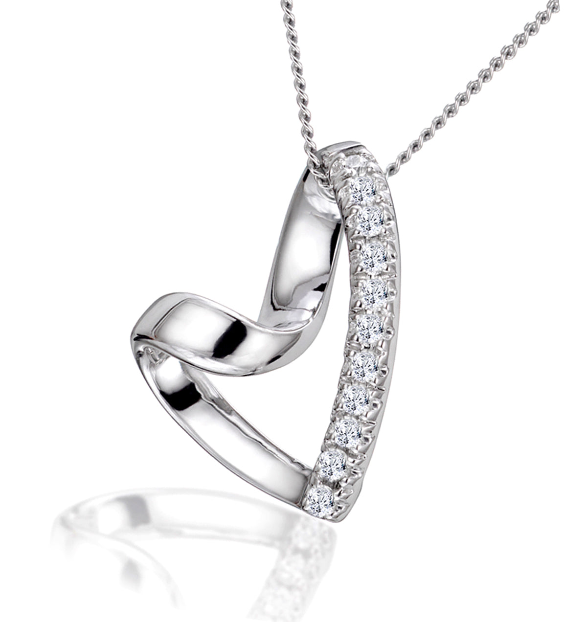 Lab Heart Necklace Pendant 0.10ct H SI Set 925