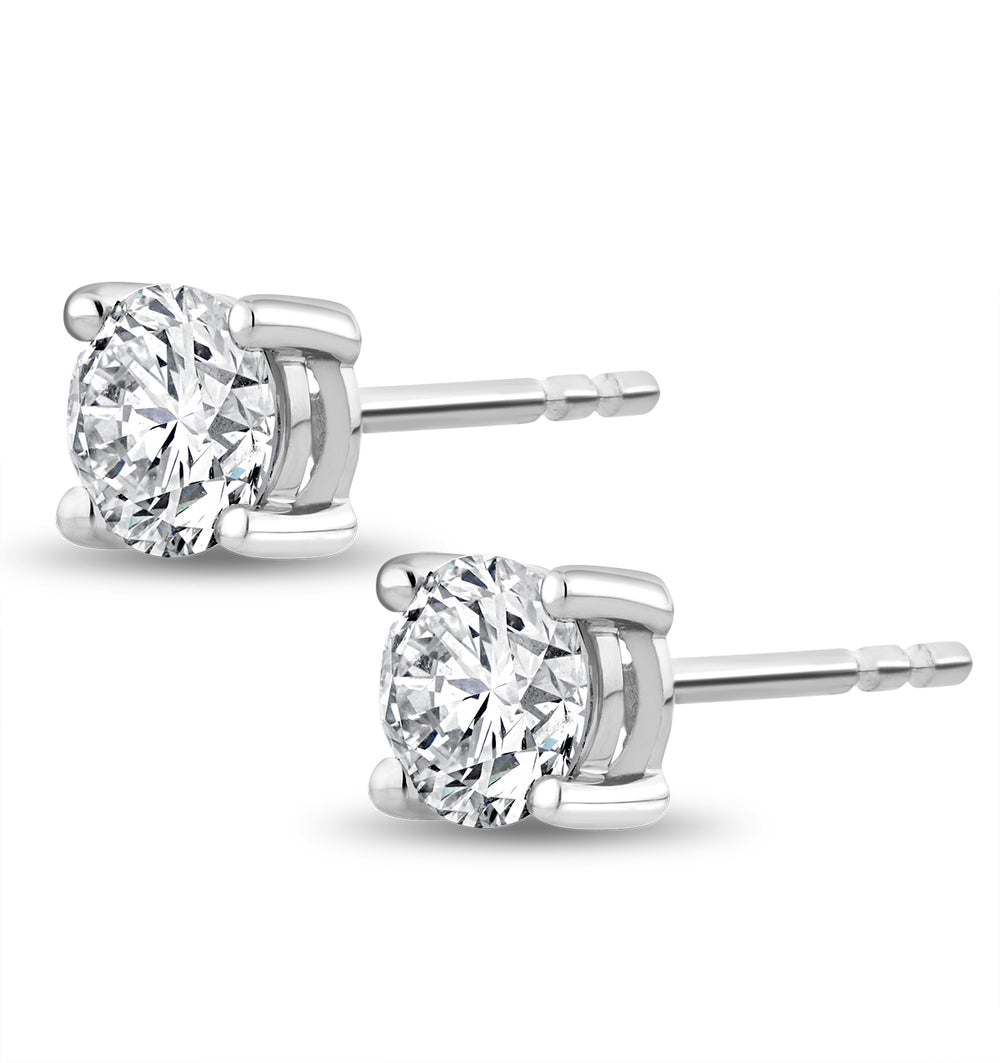 Lab Diamond Studs Earrings 0.50ct H/Si Quality in 9K White Gold - 4.2mm