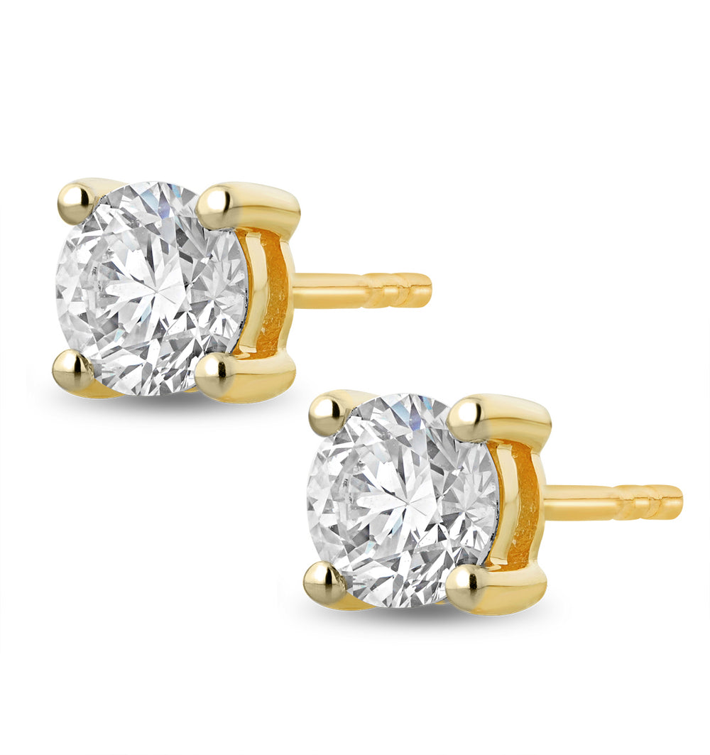0.50ct Round Cut Lab Diamond Stud Earrings in 18K Gold Vermeil
