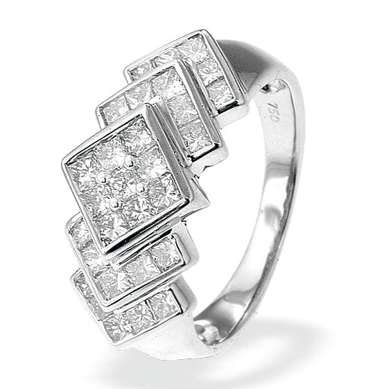 18K White Gold Princess Cut Diamond Ring (1.50ct) - SIZE L 1/2