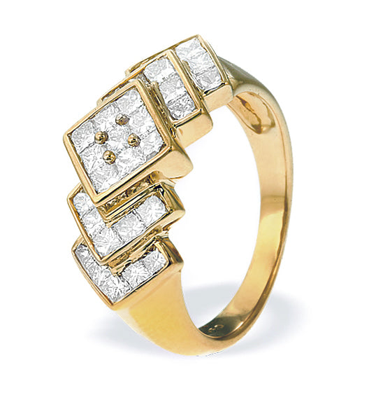 18K Gold Princess Cut Dia Ring (1.50ct) - SIZE N