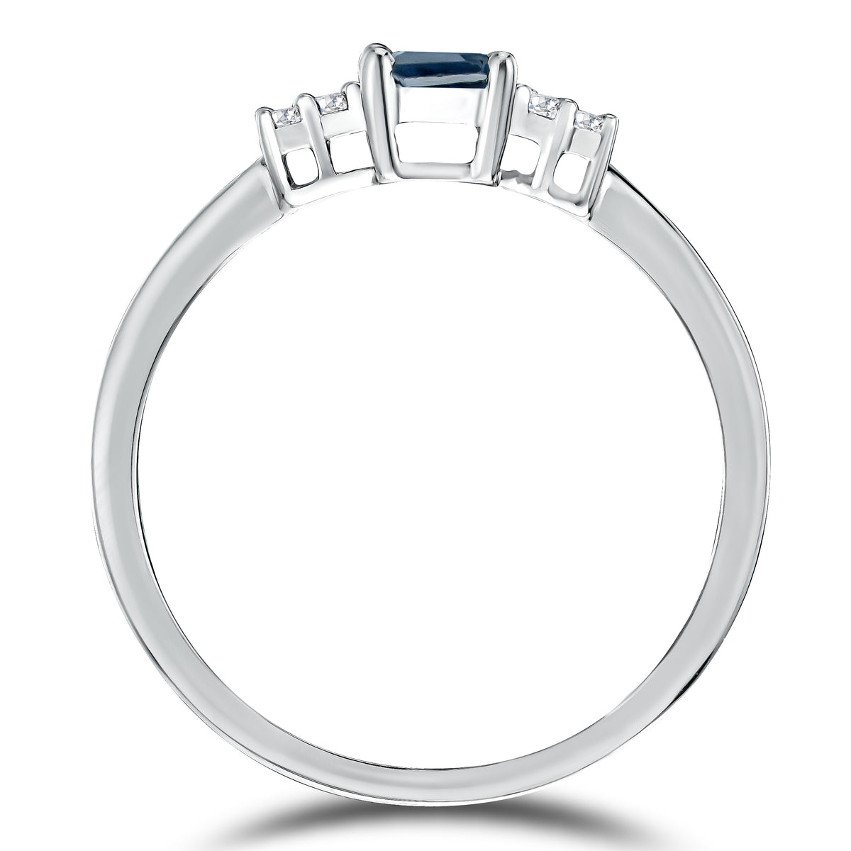 Sapphire 6 x 4mm And Diamond 925 Sterling Silver Ring
