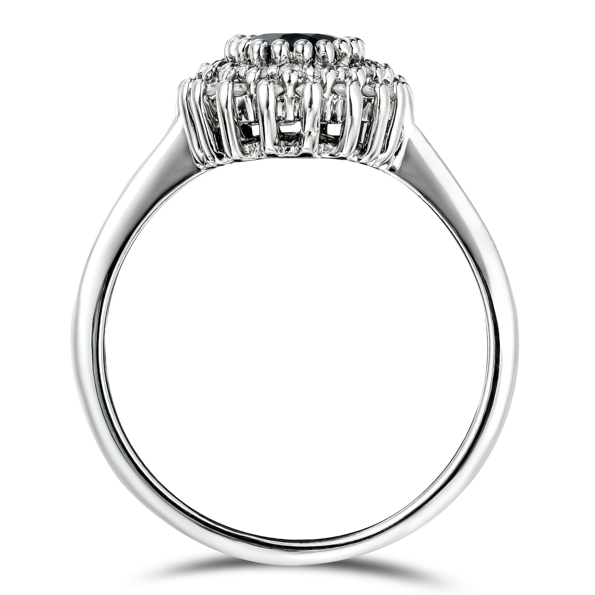 Sapphire 7 x 5mm And Diamond 925 Sterling Silver Ring