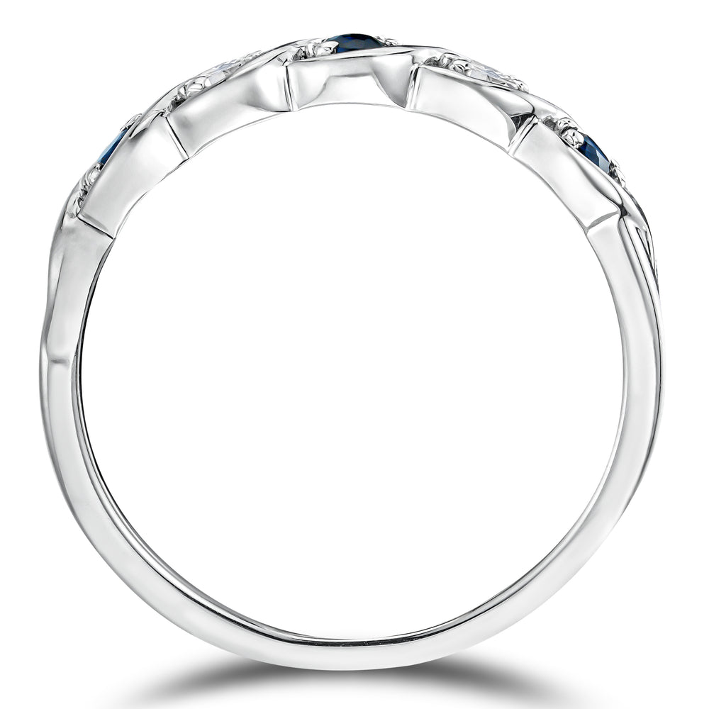 Sapphire 2.25 x 2.25mm And Diamond 925 Sterling Silver Ring