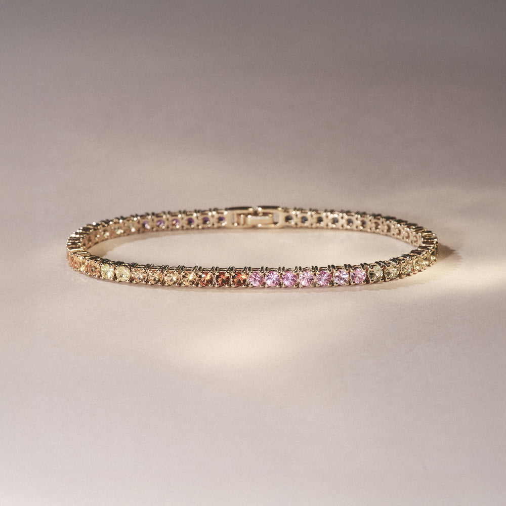 Rainbow Gem Stones Bracelet 10ct Set in 9K Yellow Gold