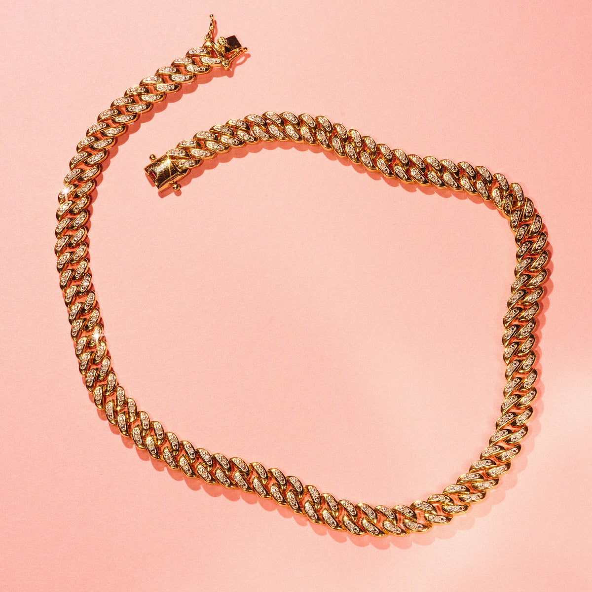 16 Inch Havana Cuban Lab Diamond Necklace 1ct Set in 18K Gold Vermeil