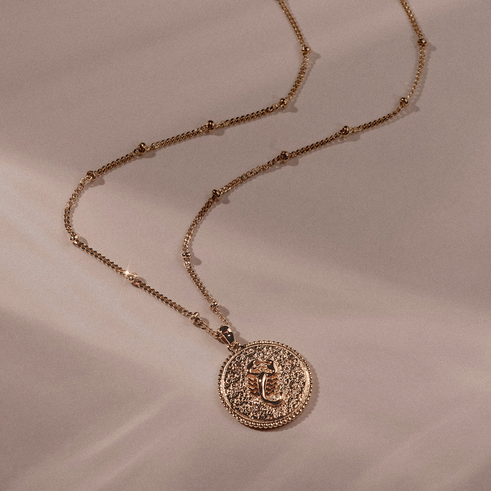 Zodiac Scorpio Necklace Medallion Lab Grown 0.02ct in 18K Gold Vermeil