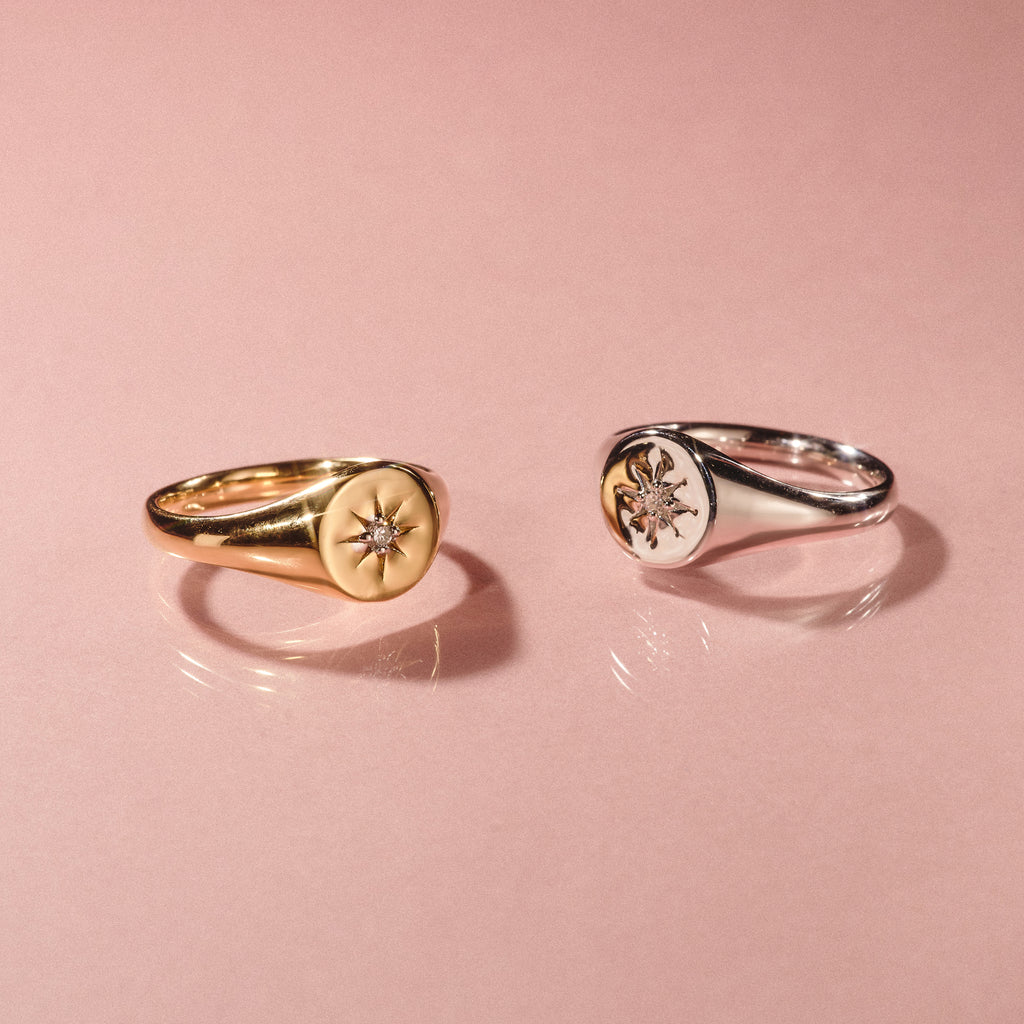 Star Signet Lab Diamond Ring in 925 Silver