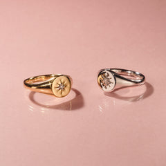 Star Signet Lab Diamond Ring in 18K Gold Vermeil