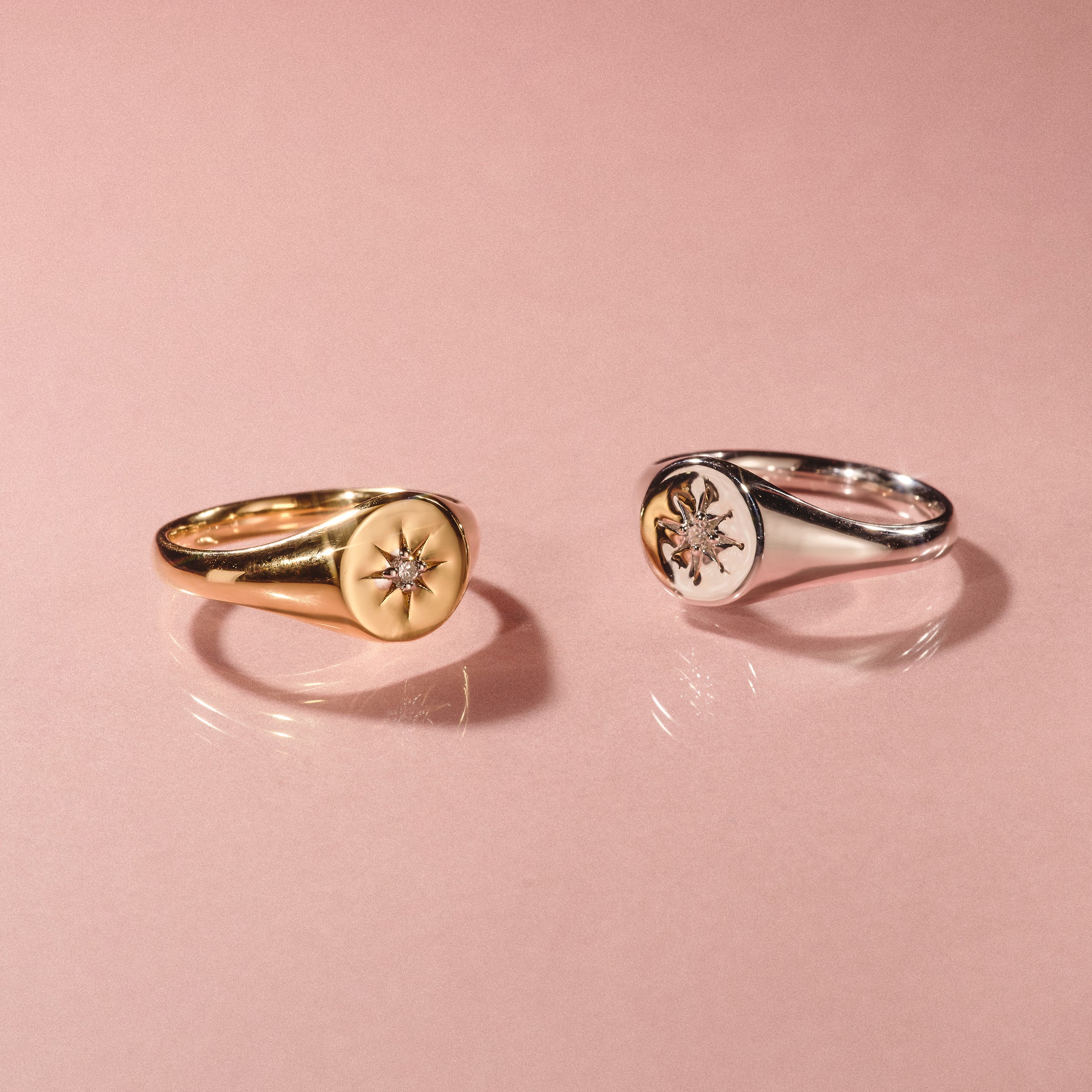 Star Signet Lab Diamond Ring in 18K Gold Vermeil