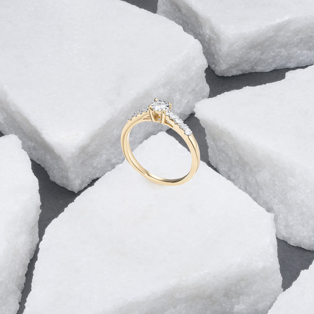 Lab Diamond Side Stone Engagement Ring 0.25ct H/Si in 18K Gold Vermeil