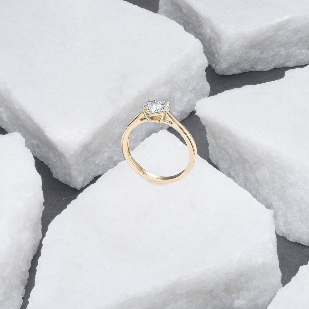 0.25ct Lab Diamond Cluster Solitaire Ring H/Si in 18K Gold Vermeil