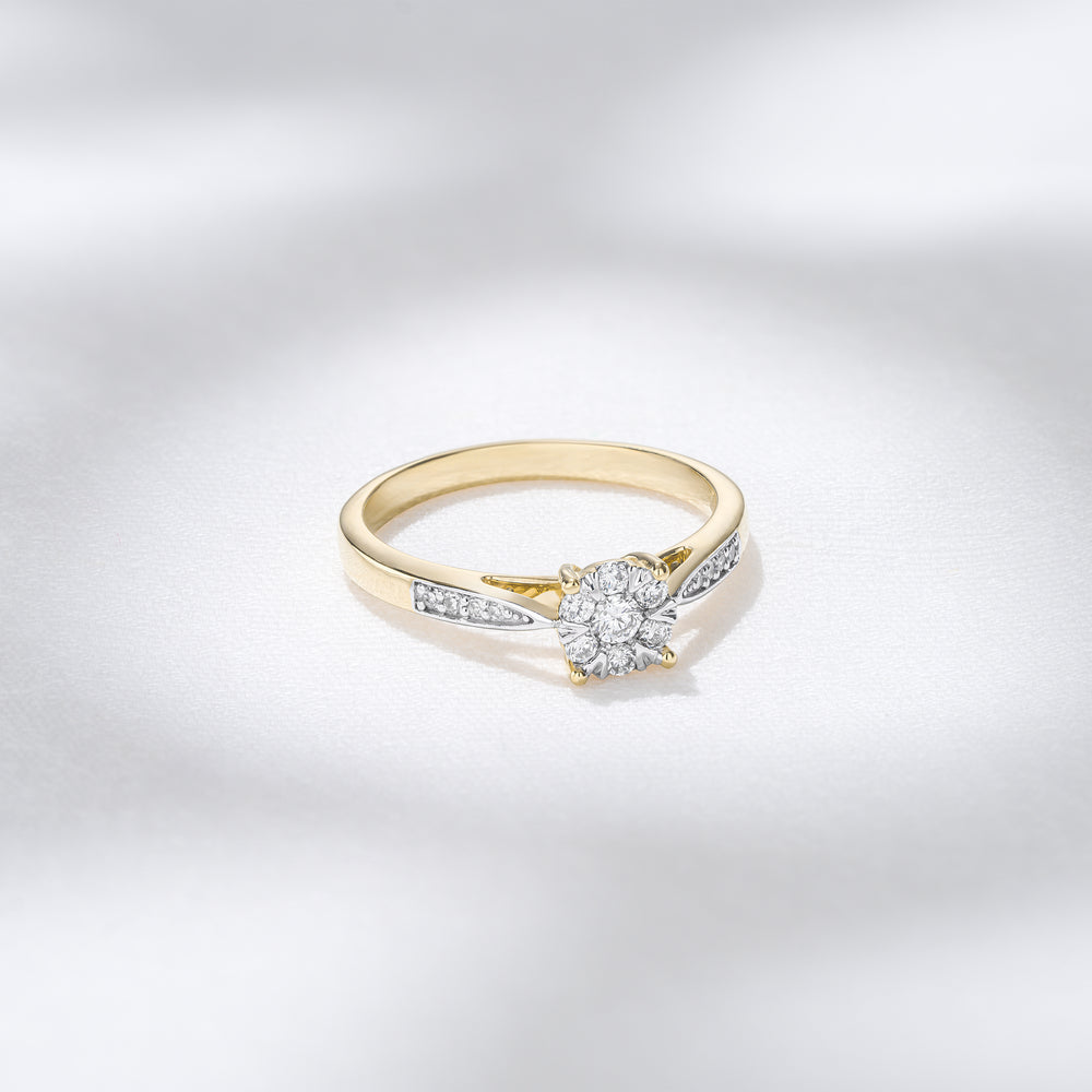 Lab Diamond Engagement Ring With Shoulders 0.25ct H/Si in 18K Gold Vermeil