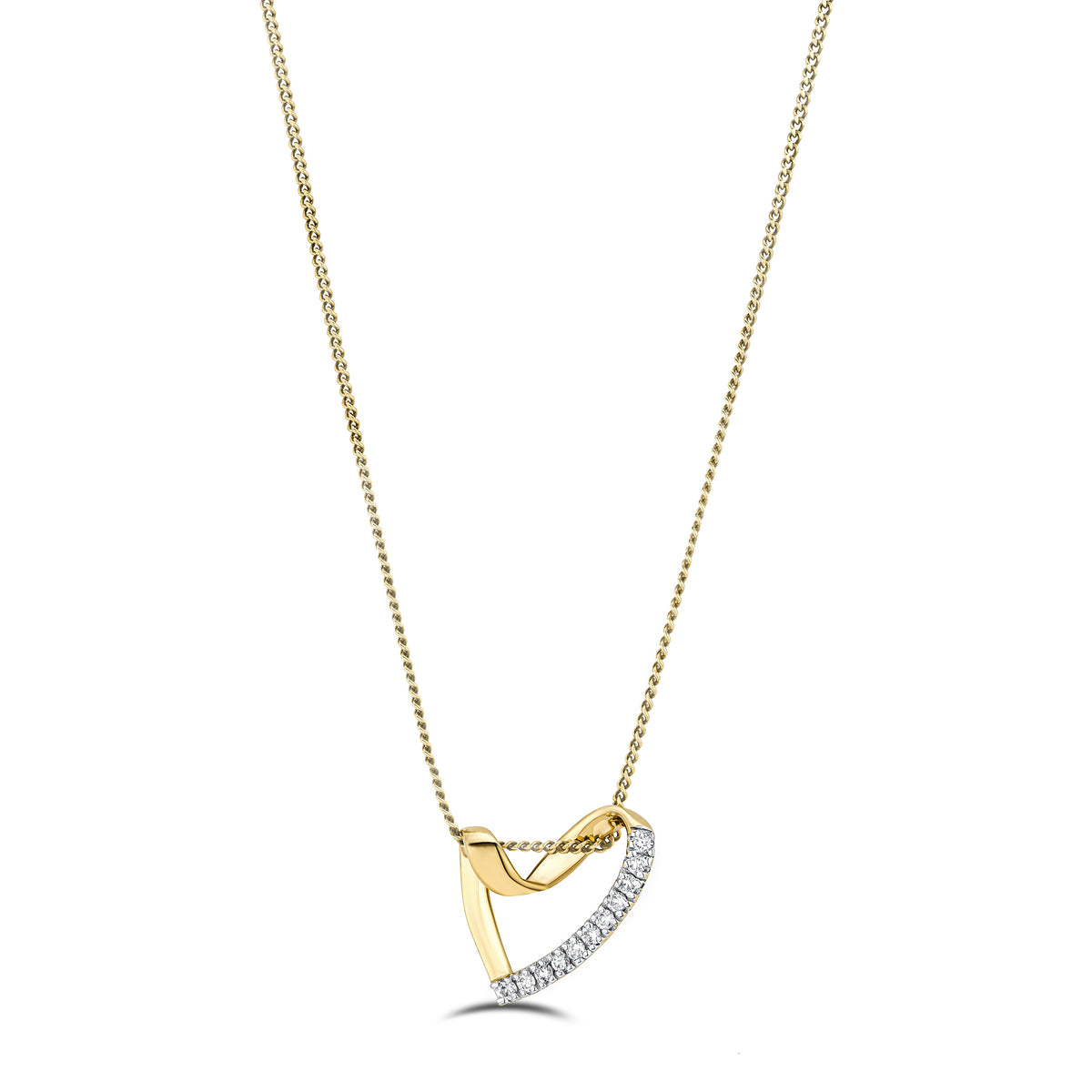 Lab Diamond Heart Necklace Pendant 0.10ct H/SI Set in 18K Gold Vermeil