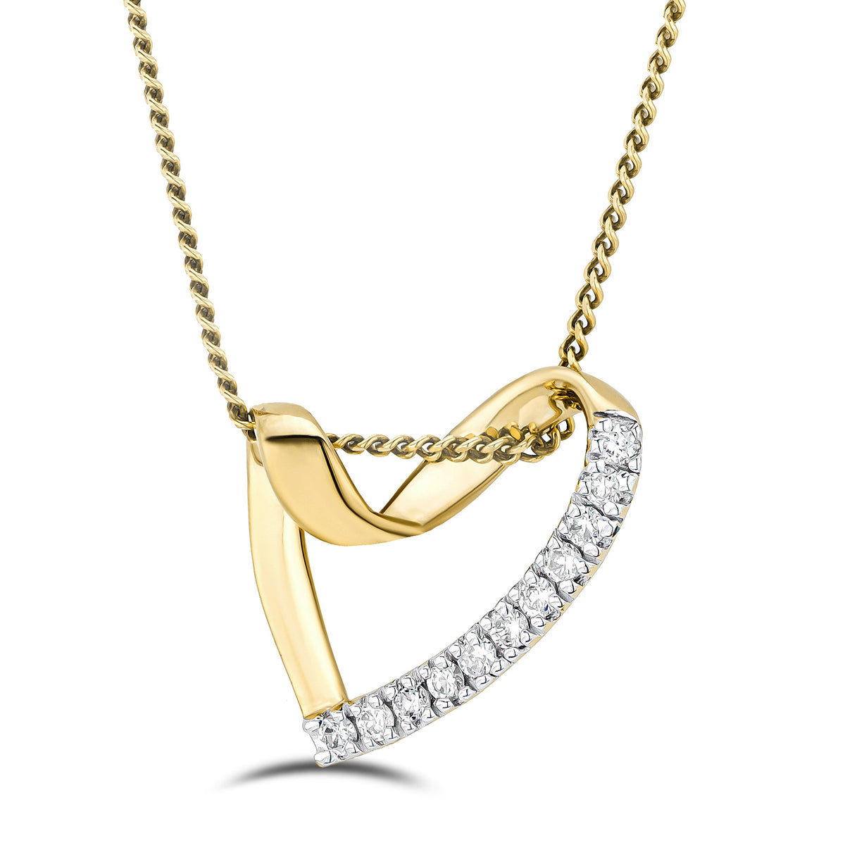 Lab Diamond Heart Necklace Pendant 0.10ct H/SI Set in 18K Gold Vermeil