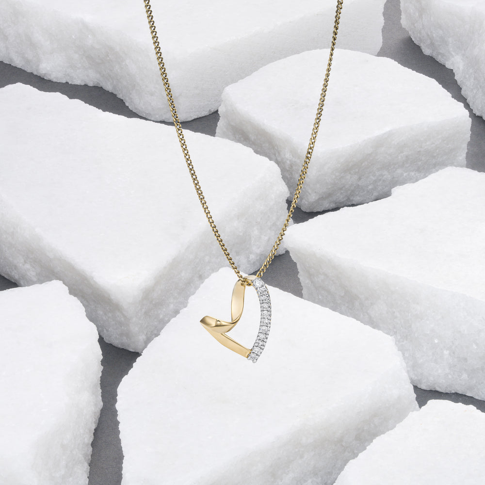 Lab Diamond Heart Necklace Pendant 0.10ct H/SI Set in 18K Gold Vermeil