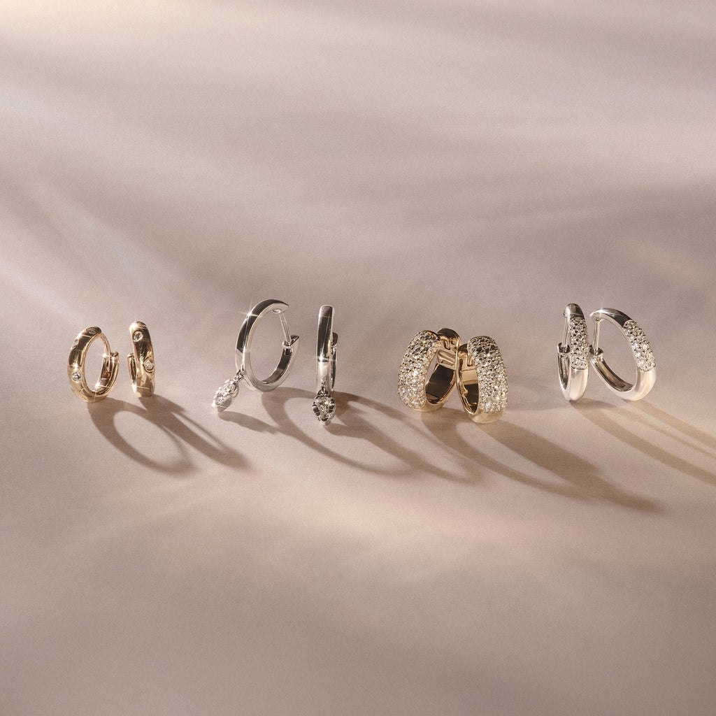 Short Micro Pavé Huggies Lab Diamond Earrings 0.25ct in 925 Silver