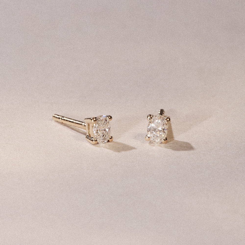 Naomi Oval Cut Lab Diamond Stud Earrings 0.50ct H/SI in 9K Gold