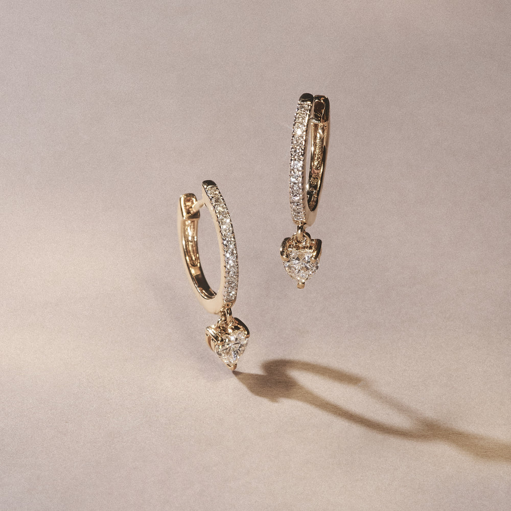 Stellato Heart Drop Huggie Earrings Lab Diamond 1.00ct in 18k Gold Vermeil