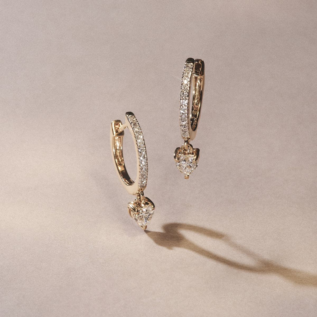 Stellato Heart Drop Huggie Earrings Lab Diamond 1.00ct in 18k Gold Vermeil