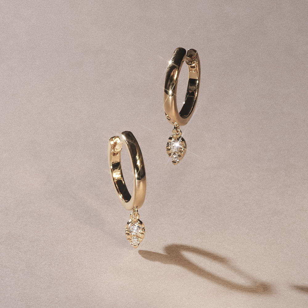 Lab Diamond 0.15ct Marquise Drop Huggies in 18K Gold Vermeil