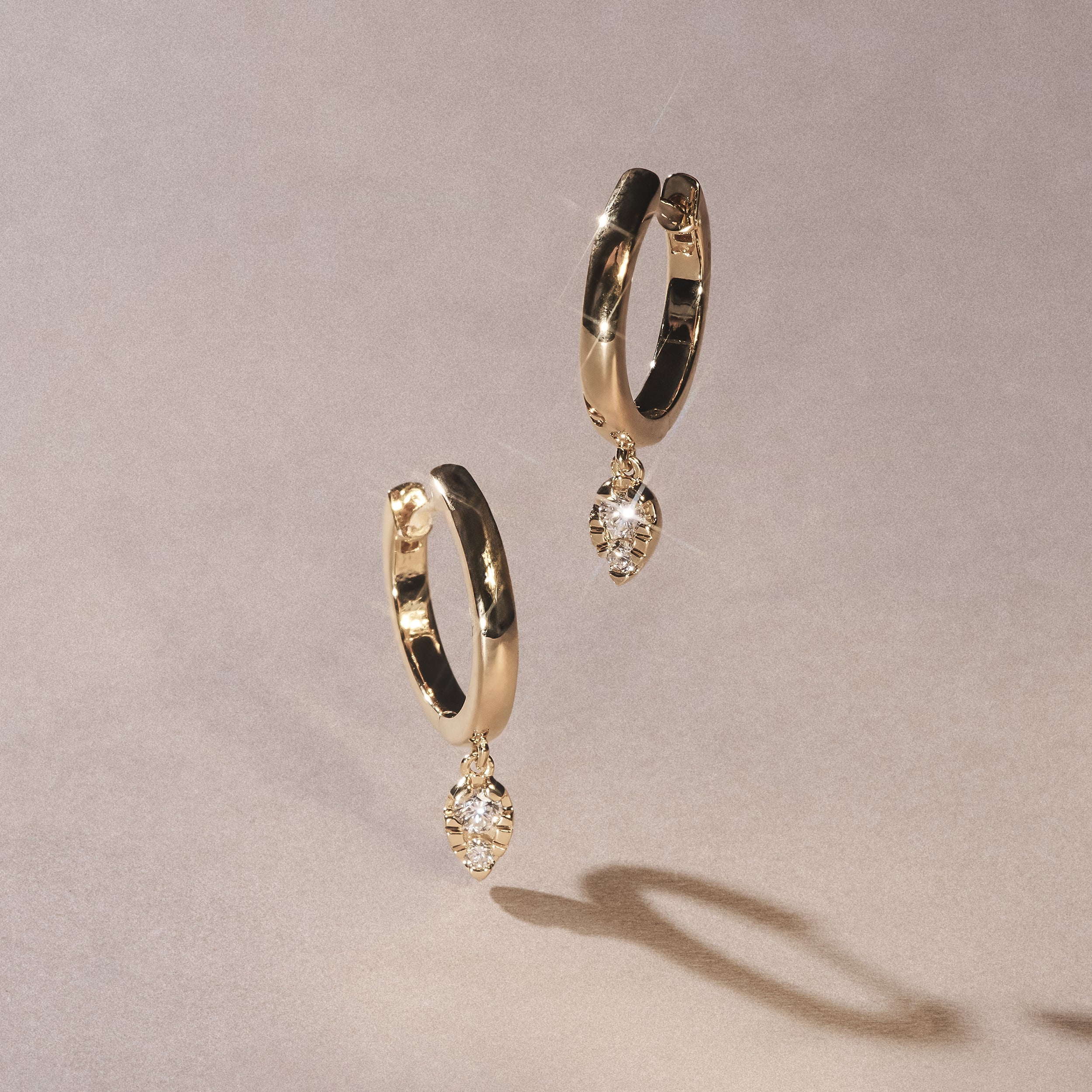 Lab Diamond 0.15ct Marquise Drop Huggies in 18K Gold Vermeil