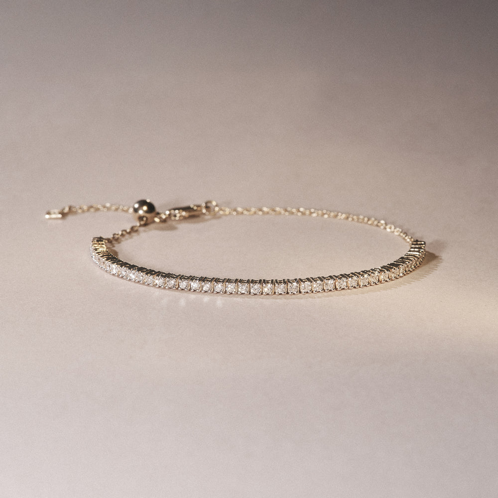 Adjustable Lab Diamond Tennis Bracelet 0.50ct in 18K Gold Vermeil