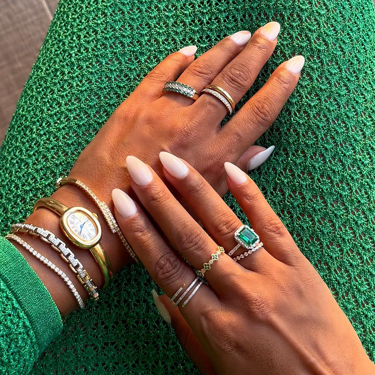 Alegria 4 Clover Lab Emerald Ring 0.18ct in 18k Gold Vermeil